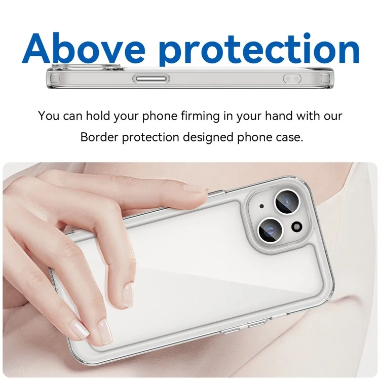 WANLONFENG MF Series for iPhone 14 Case TPU+Acrylic Clear Phone Cover with Tempered Glass Film