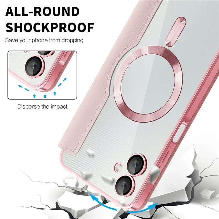 Capa para Samsung Galaxy A06 compatível com MagSafe Rhombus Cobertura de telefone em couro PU - Rosa