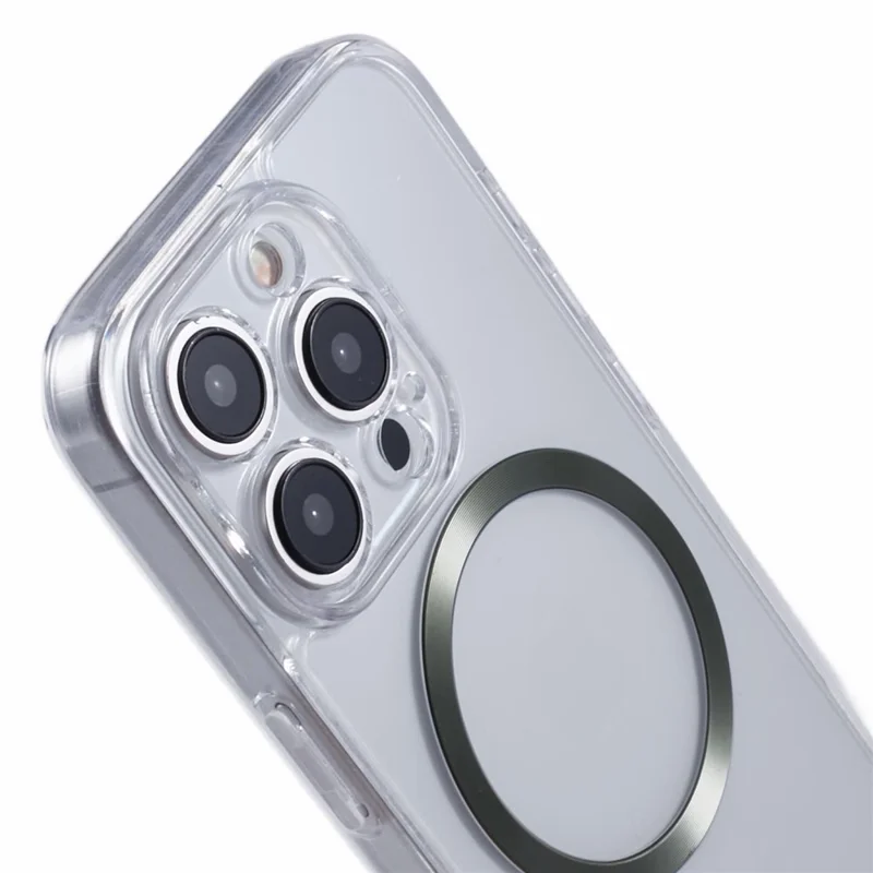 For iPhone 15 Pro Max Case Compatible with MagSafe CD Vein TPU+Acrylic Phone Cover - Green