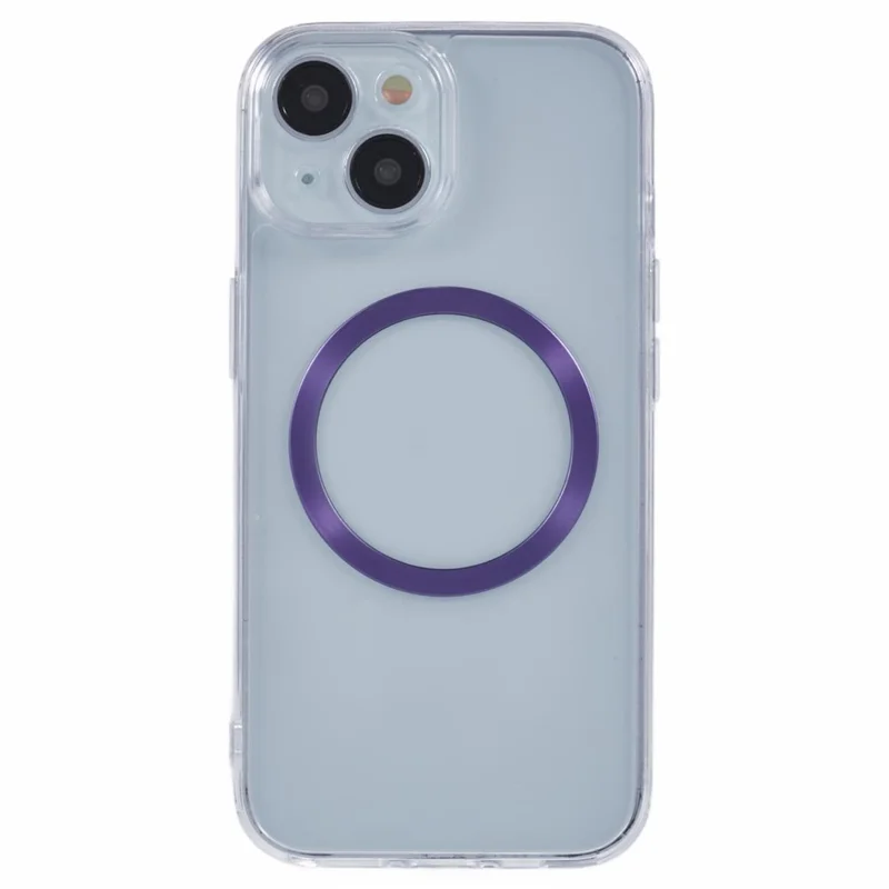 Custodia per iPhone 14 compatibile con MagSafe, cover per telefono in TPU+acrilico a motivo a venature - Viola