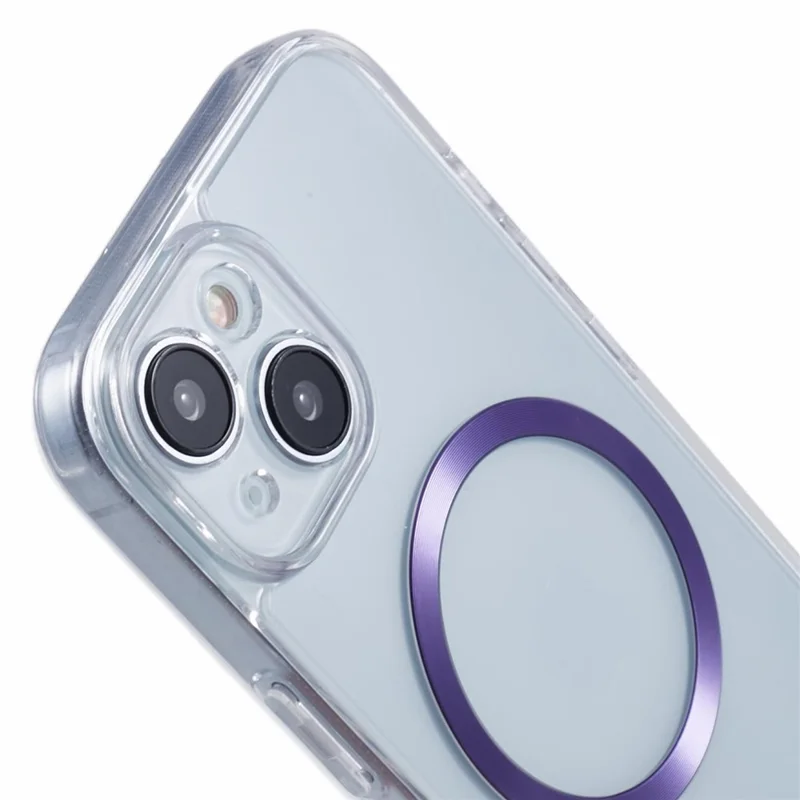 Custodia per iPhone 14 compatibile con MagSafe, cover per telefono in TPU+acrilico a motivo a venature - Viola