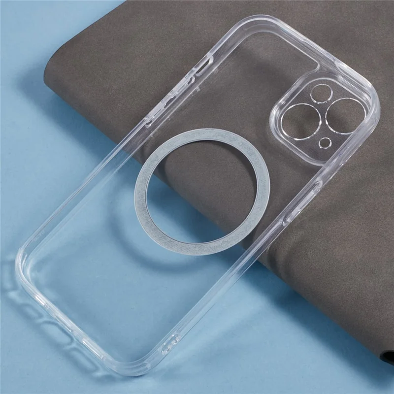 Custodia per iPhone 14 compatibile con MagSafe, cover per telefono in TPU+acrilico a motivo a venature - Viola