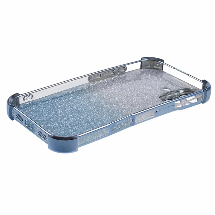 Für iPhone 16 Plus Hülle Schmetterling Ständer Glitzer TPU Stoßfest Handyhülle - Blau