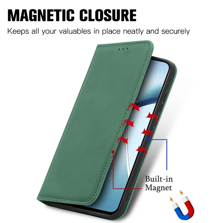 Capa para Nothing Phone (2a) Sensação de toque em couro com porta-cartões Capa de telefone com absorção magnética - Verde