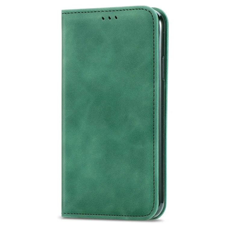 Capa para Nothing Phone (2a) Sensação de toque em couro com porta-cartões Capa de telefone com absorção magnética - Verde