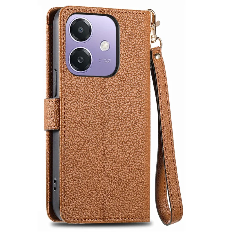 RFID-blokerende taske til Oppo A3x 4G / A40 4G / A60 5G, læderlomme med lynlåstaske til telefon - Brun