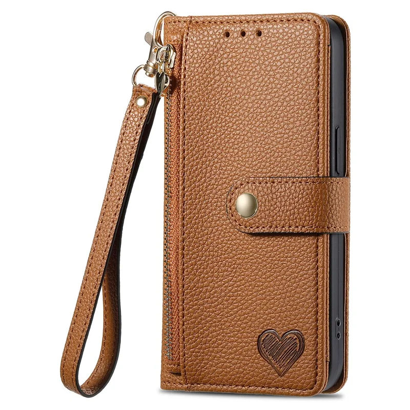 RFID-blokerende taske til Oppo A3x 4G / A40 4G / A60 5G, læderlomme med lynlåstaske til telefon - Brun