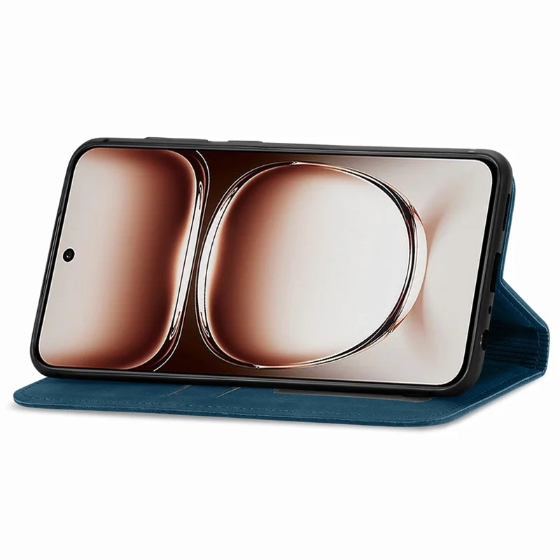 Capa para Oppo A3x 4G / A40 4G / A60 5G Toque de pele Carteira de cartão de couro Capa de telefone Absorção magnética - Azul escuro
