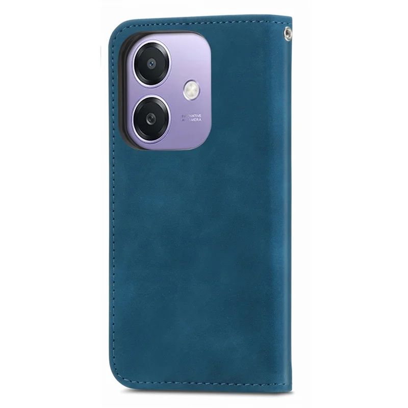 Capa para Oppo A3x 4G / A40 4G / A60 5G Toque de pele Carteira de cartão de couro Capa de telefone Absorção magnética - Azul escuro