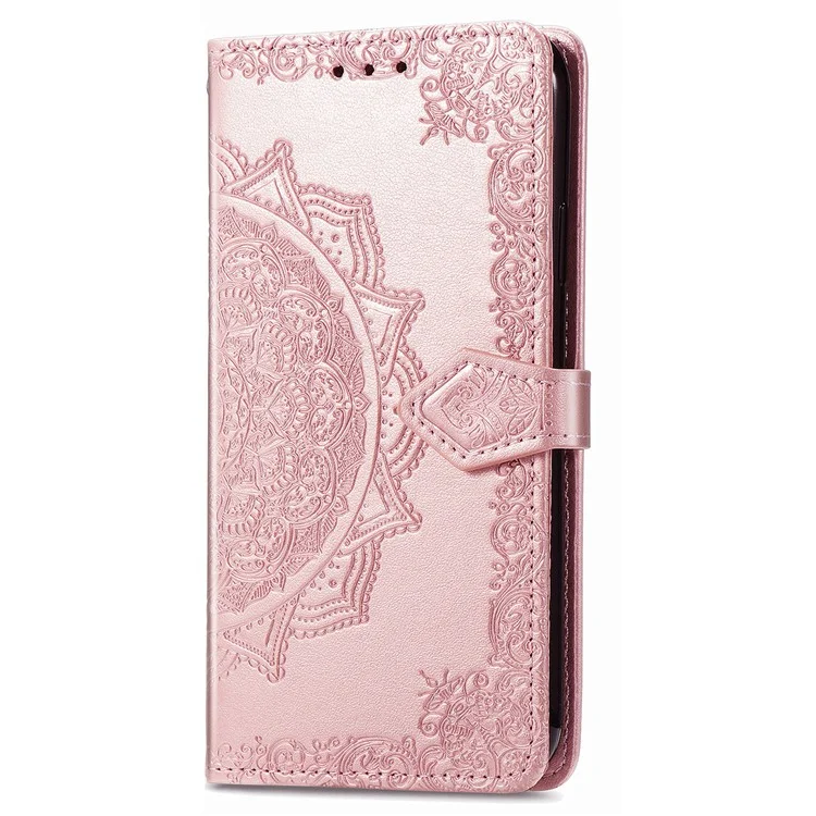 Étui portefeuille pour Motorola Thinkphone 25 5G / Moto S50 5G / Edge 50 Neo 5G Mandala Flower Leather Phone Cover Stand View - Or rose