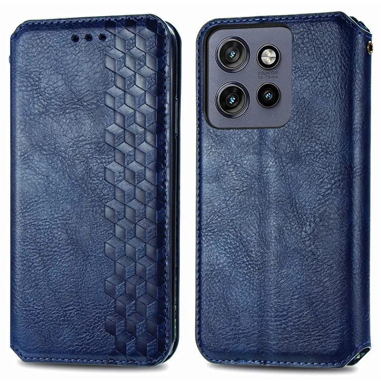Чехол для Motorola Thinkphone 25 5G / Moto S50 5G / Edge 50 Neo 5G с ромбовидным тиснением, кожаный бумажник, чехол для телефона - синий