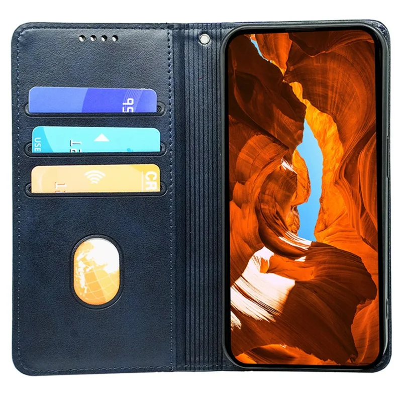 Voor Samsung Galaxy S25 Hoesje Verborgen Magnetische Sluiting Kalfsstructuur Leren Telefoonhoes - Blauw