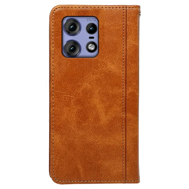 Custodia per Motorola Edge 50 Pro 5G con chiusura magnetica nascosta, texture in pelle di vitello - Giallo