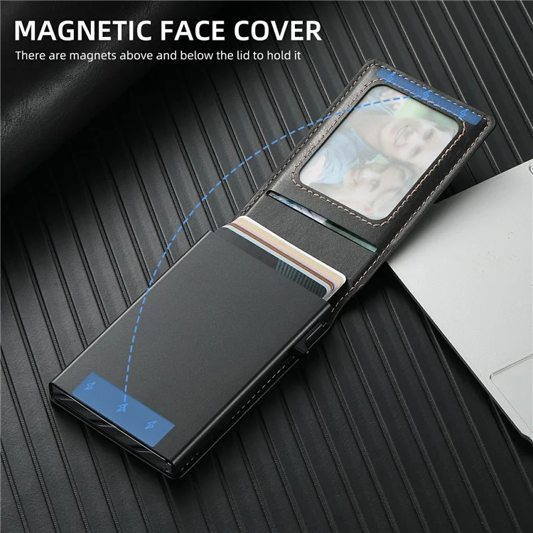 Coque magnétique SUTENI H19 pour iPhone 16 Pro Max, texture cirée, fentes pour cartes, revêtement en cuir - Noir