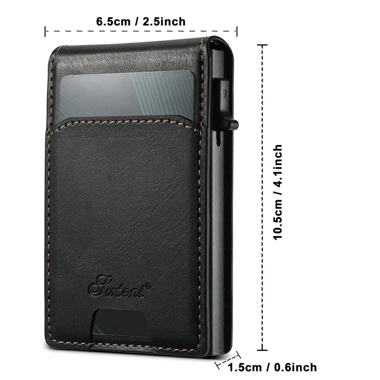 Coque magnétique SUTENI H19 pour iPhone 16 Pro Max, texture cirée, fentes pour cartes, revêtement en cuir - Noir