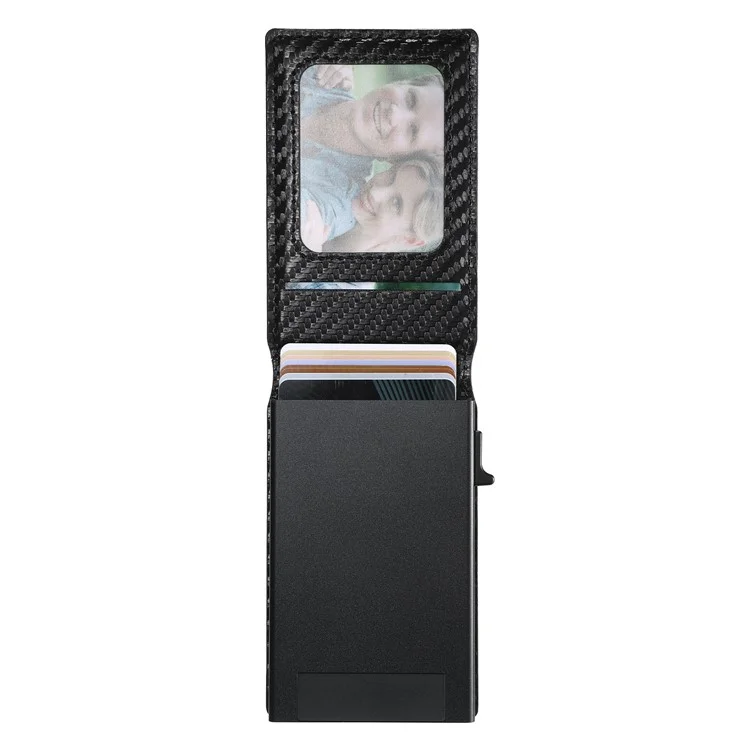 SUTENI H19 For iPhone 16 Pro Magnetic Case Carbon Fiber Texture Leather Back Cover with Card Bag