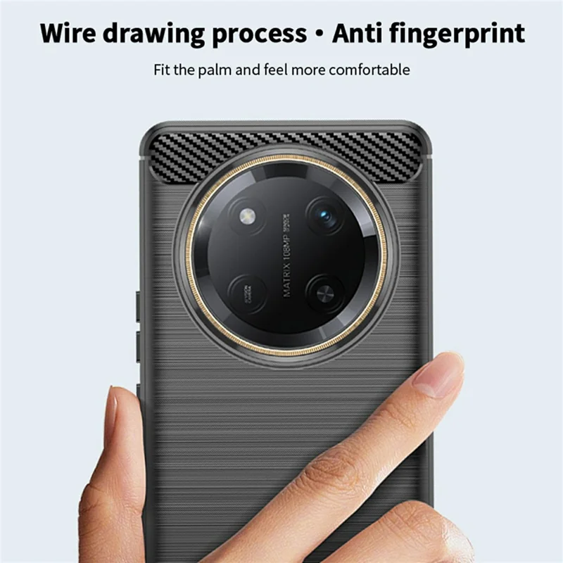 MOFI JK TPU Series-1 For Honor Magic7 Lite 5G / X9c 5G / X60 Pro 5G Case Carbon Fiber Texture TPU Soft Phone Cover - Black