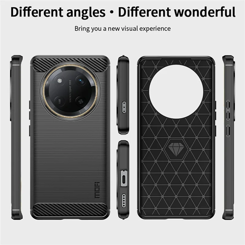 MOFI JK TPU Series-1 For Honor Magic7 Lite 5G / X9c 5G / X60 Pro 5G Case Carbon Fiber Texture TPU Soft Phone Cover - Black