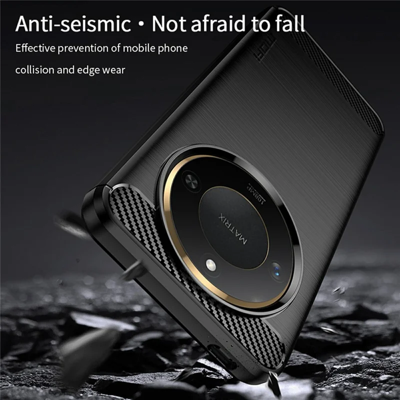 MOFI JK TPU Series-1 For Honor X60 5G Case Carbon Fiber Texture TPU Soft Phone Cover - Black