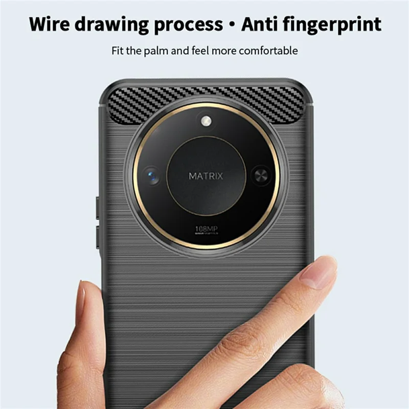 MOFI JK TPU Series-1 For Honor X60 5G Case Carbon Fiber Texture TPU Soft Phone Cover - Black