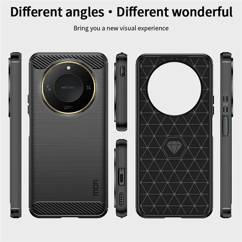 MOFI JK TPU Series-1 For Honor X60 5G Case Carbon Fiber Texture TPU Soft Phone Cover - Black