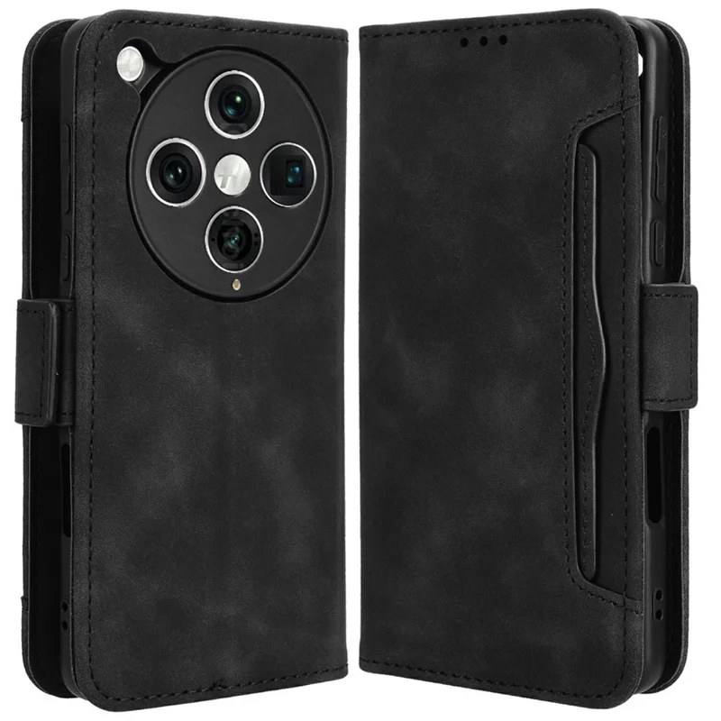 For Oppo Find X8 Pro 5G Leather Case Phone Wallet Cover with Multiple Card Slots - Black