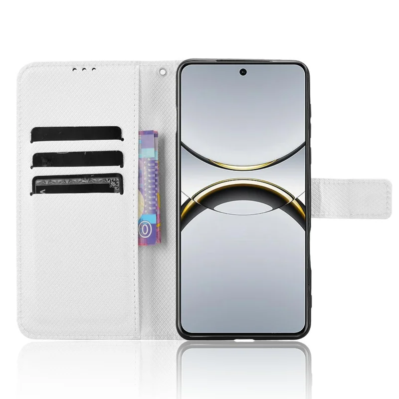For Oppo Find X8 Pro 5G Case PU Leather Diamond Texture Wallet Phone Cover - White
