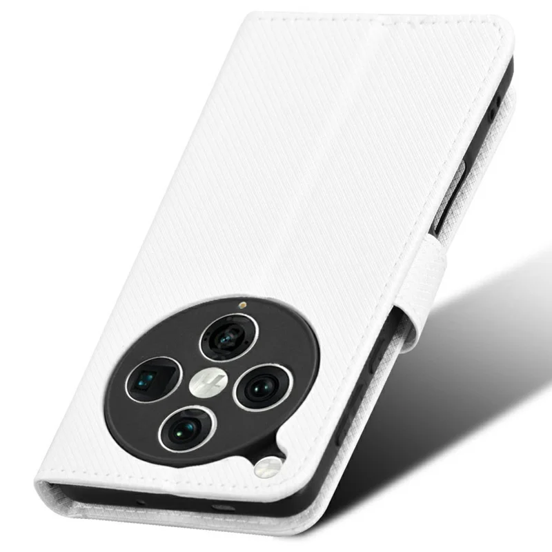 For Oppo Find X8 Pro 5G Case PU Leather Diamond Texture Wallet Phone Cover - White