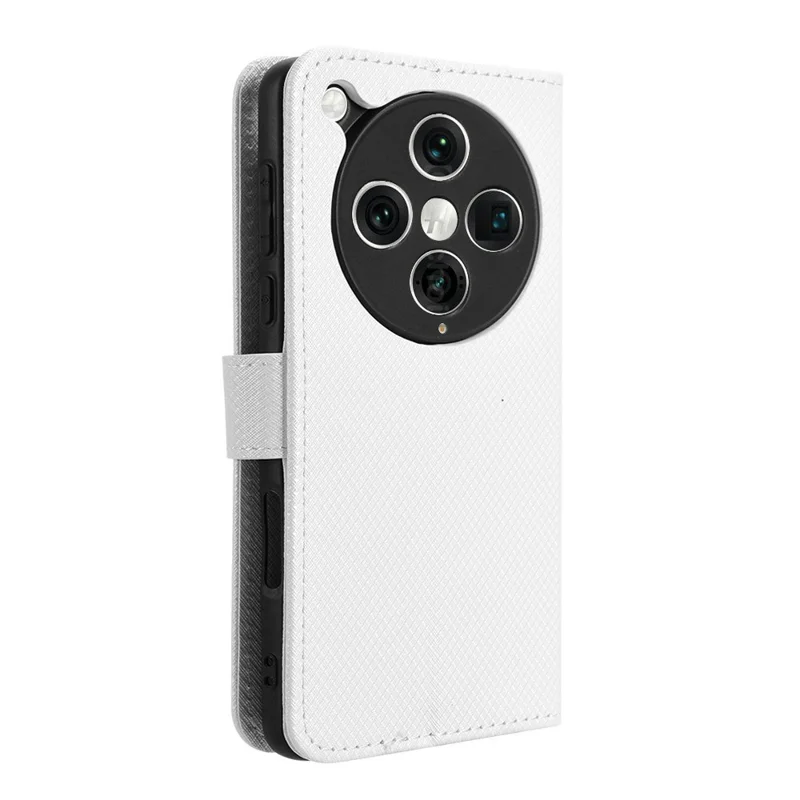 For Oppo Find X8 Pro 5G Case PU Leather Diamond Texture Wallet Phone Cover - White