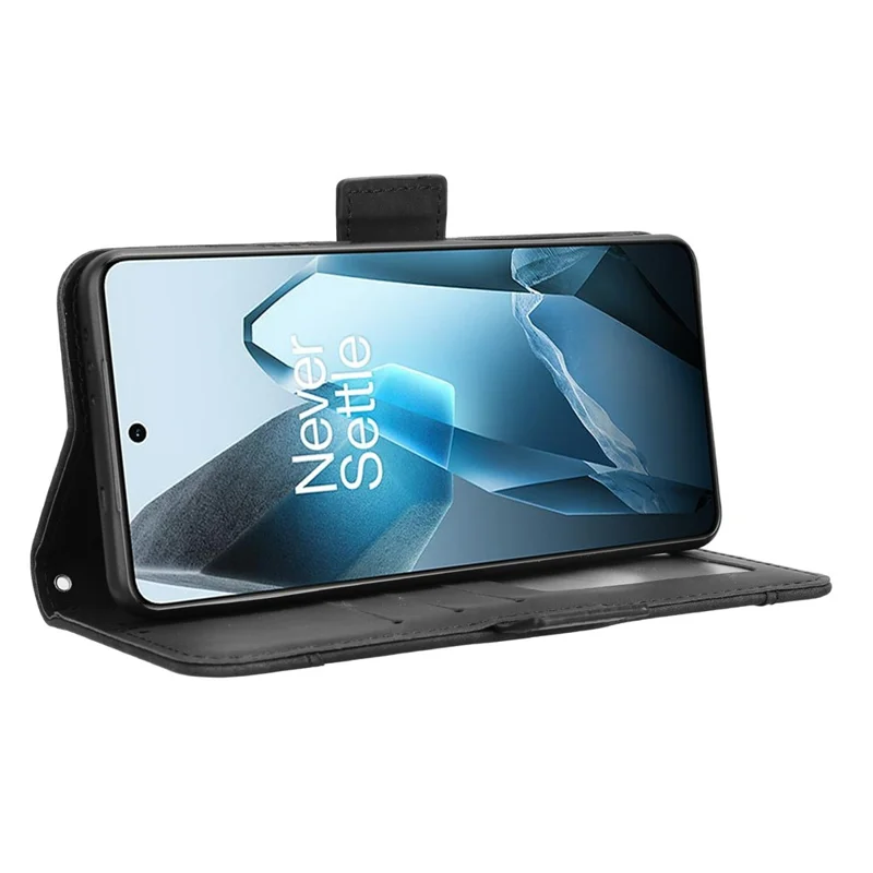 For OnePlus 13 Leather Case Phone Wallet Cover with Multiple Card Slots - Black