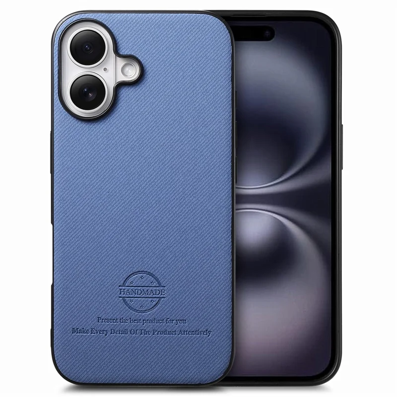 Für iPhone 16 Hülle Tuchstruktur Leder+PC+TPU stoßfeste Handyhülle - Blau