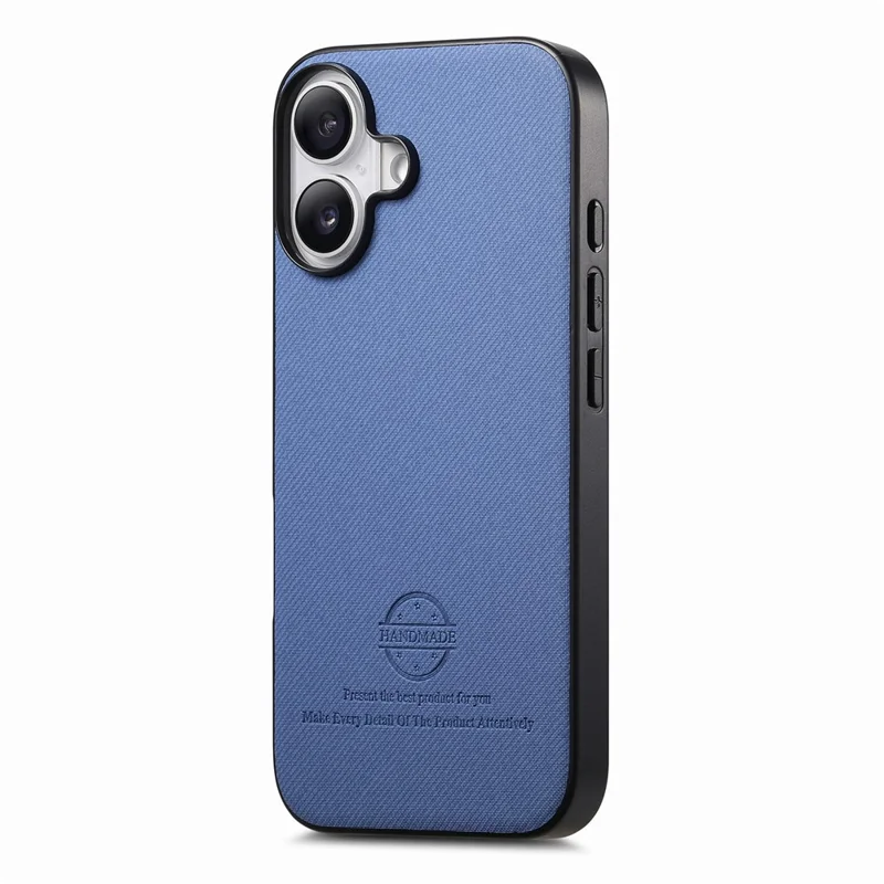 Für iPhone 16 Hülle Tuchstruktur Leder+PC+TPU stoßfeste Handyhülle - Blau