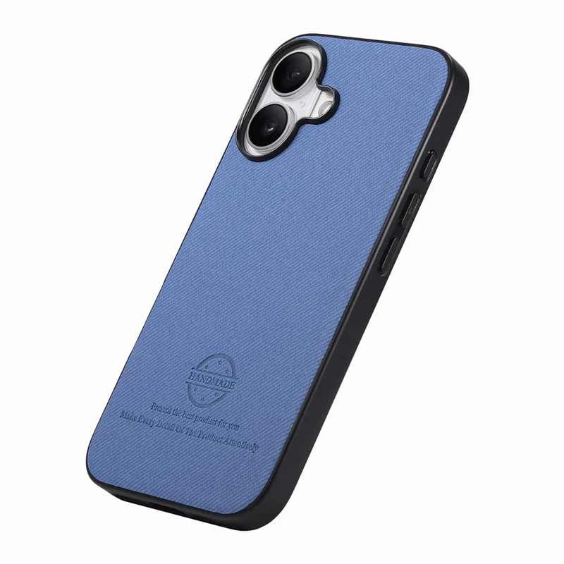 Für iPhone 16 Hülle Tuchstruktur Leder+PC+TPU stoßfeste Handyhülle - Blau