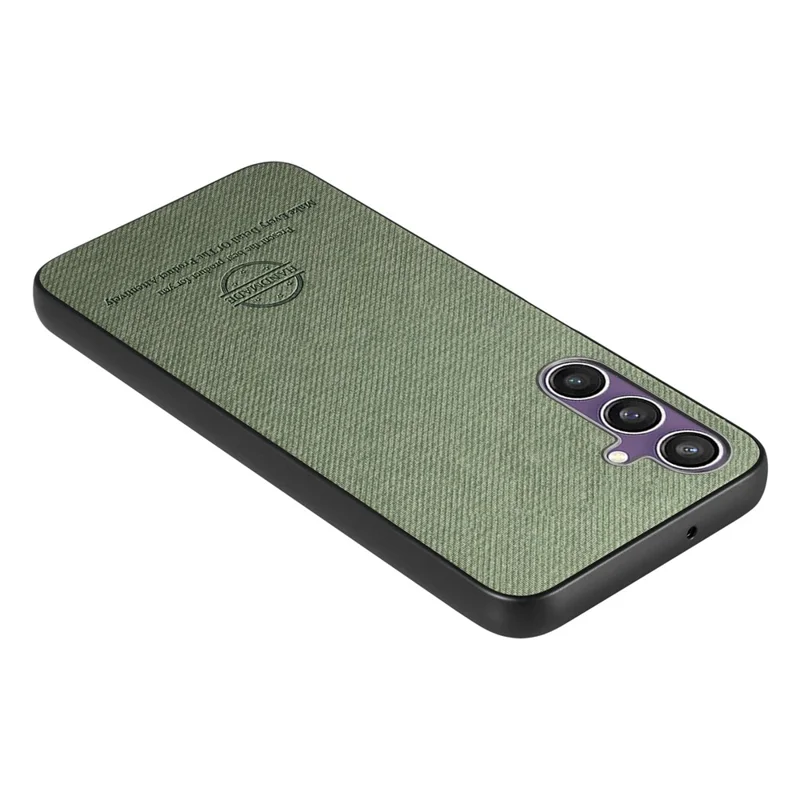 For Samsung Galaxy S23 FE Case Cloth Texture Leather+PC+TPU Anti-Drop Phone Cover - Green