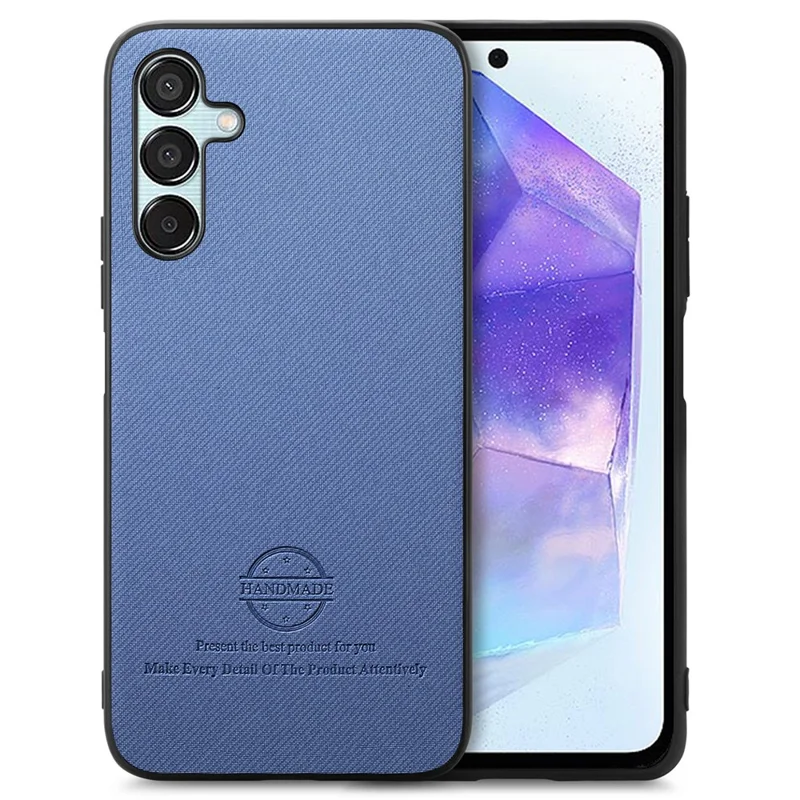 For Samsung Galaxy A55 5G Case Stofstruktur Læder+PC+TPU Anti-drop Telefonbeskyttelse - Blå