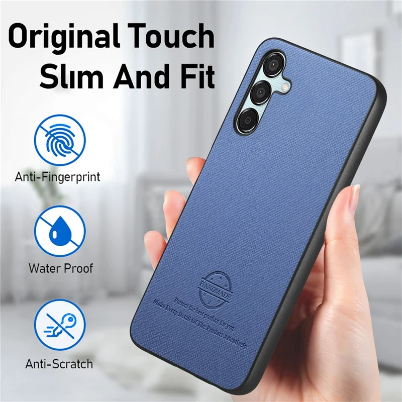 For Samsung Galaxy A55 5G Case Stofstruktur Læder+PC+TPU Anti-drop Telefonbeskyttelse - Blå