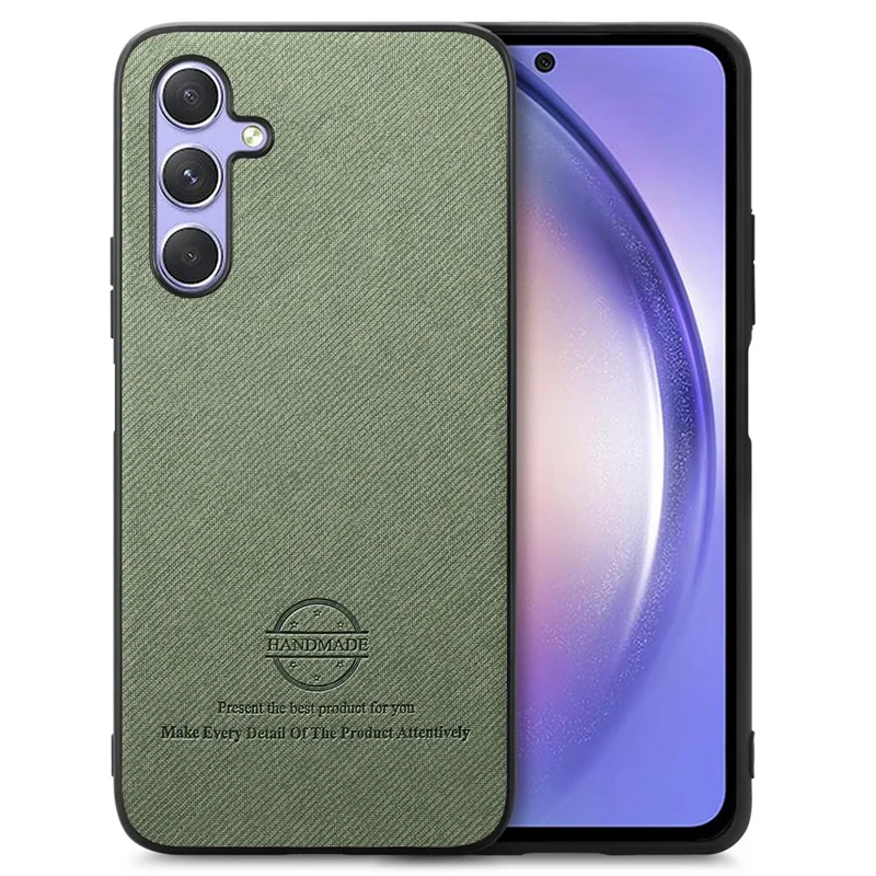 For Samsung Galaxy A54 5G Case Cloth Texture Leather+PC+TPU Anti-Drop Phone Cover - Green