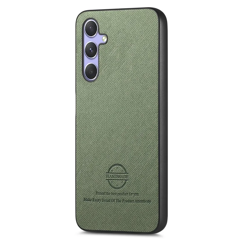 For Samsung Galaxy A54 5G Case Cloth Texture Leather+PC+TPU Anti-Drop Phone Cover - Green