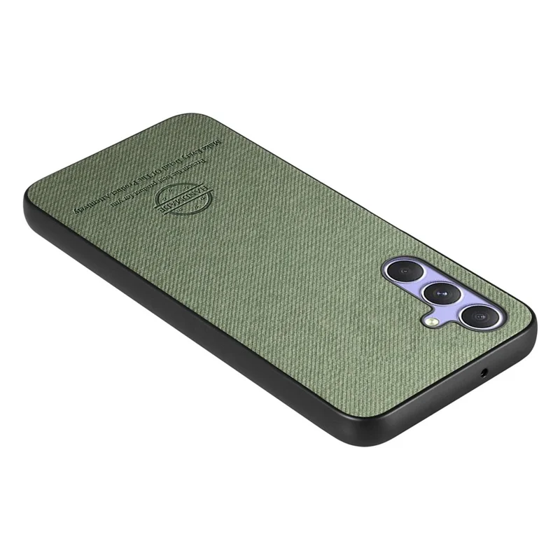 For Samsung Galaxy A54 5G Case Cloth Texture Leather+PC+TPU Anti-Drop Phone Cover - Green