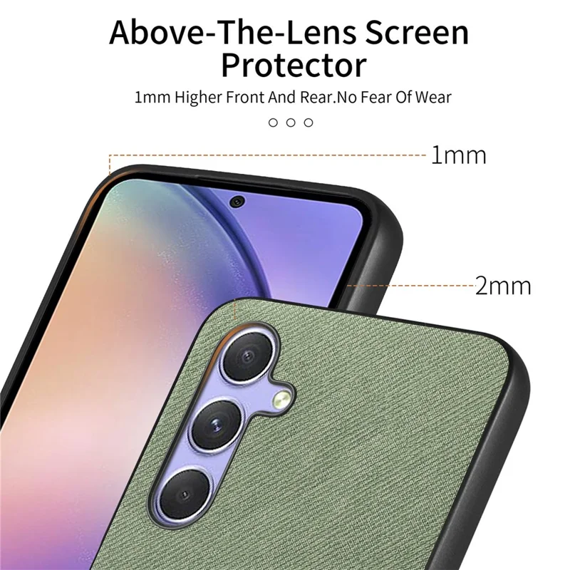 For Samsung Galaxy A54 5G Case Cloth Texture Leather+PC+TPU Anti-Drop Phone Cover - Green