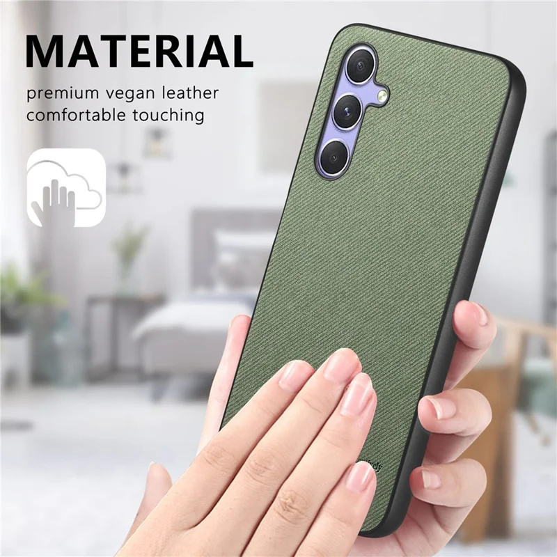 For Samsung Galaxy A54 5G Case Cloth Texture Leather+PC+TPU Anti-Drop Phone Cover - Green