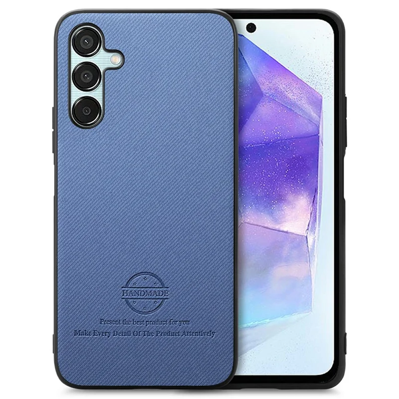 For Samsung Galaxy A15 4G / 5G Case Cloth Texture Leather+PC+TPU Anti-Drop Phone Cover - Blue