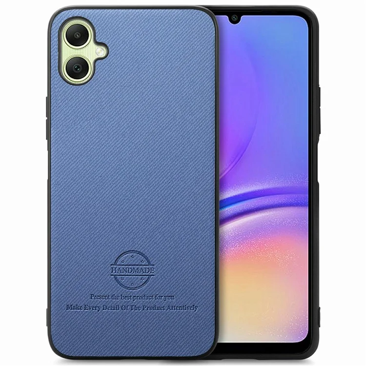 Custodia per Samsung Galaxy A06 in tessuto con texture in pelle + PC + TPU anti-caduta - Blu