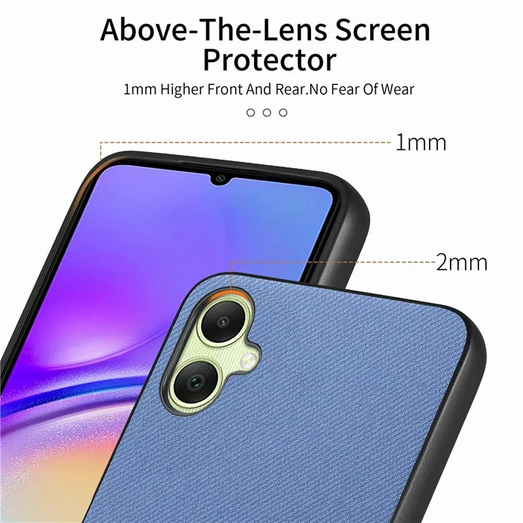 Custodia per Samsung Galaxy A06 in tessuto con texture in pelle + PC + TPU anti-caduta - Blu