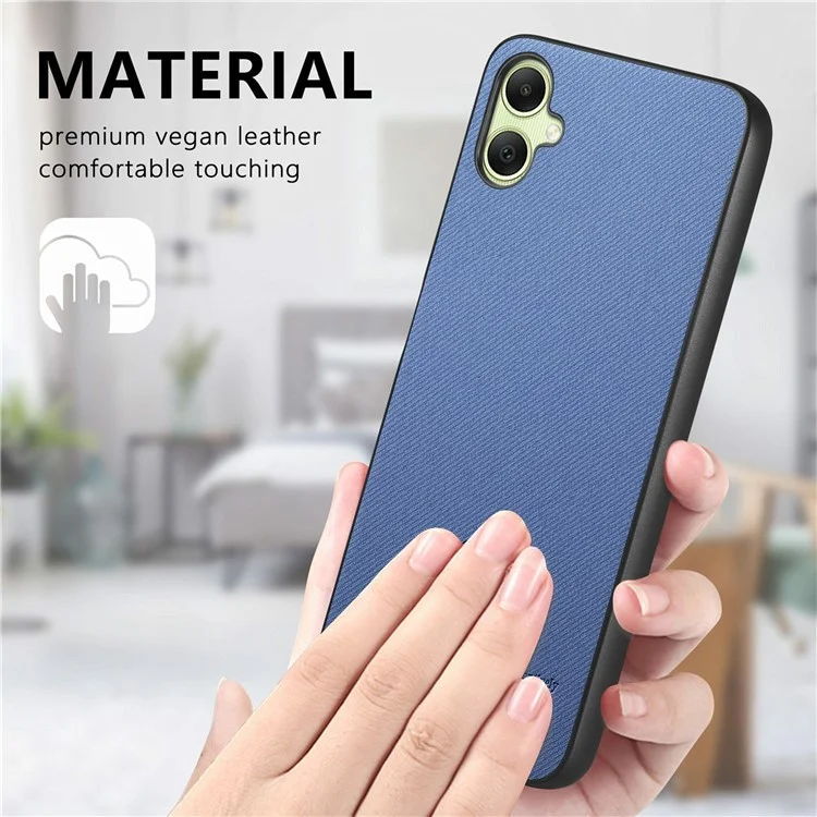 Custodia per Samsung Galaxy A06 in tessuto con texture in pelle + PC + TPU anti-caduta - Blu