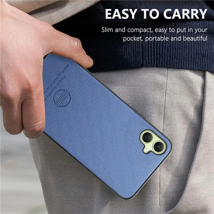 Custodia per Samsung Galaxy A06 in tessuto con texture in pelle + PC + TPU anti-caduta - Blu