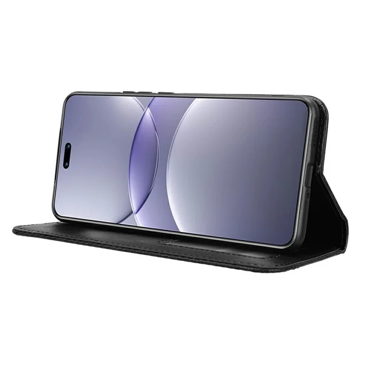 Funda de cuero tipo billetera con soporte para Huawei nova 13 Pro 5G, textura retro - Negro