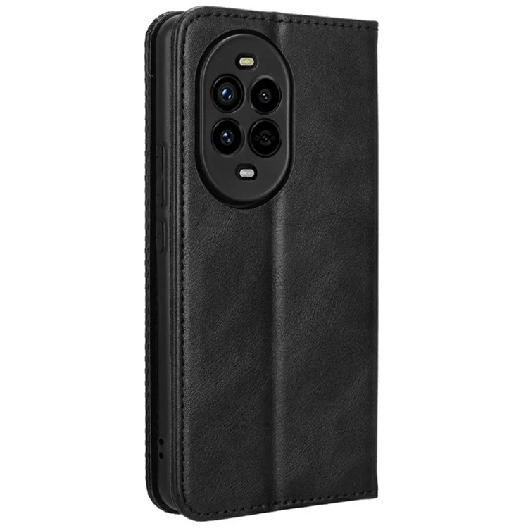 Funda de cuero tipo billetera con soporte para Huawei nova 13 Pro 5G, textura retro - Negro