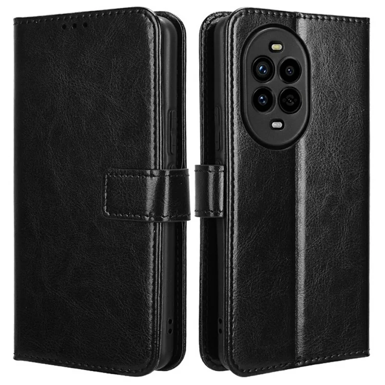 Capa para Huawei nova 13 Pro 5G com textura de cavalo louco em couro PU - Preto