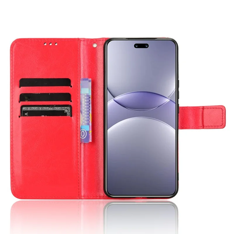For Huawei nova 13 Pro 5G Case Crazy Horse Texture PU Leather Phone Wallet Cover - Red